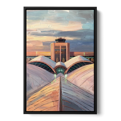 Denver International Terminal Front - Black Canvas Wall Art