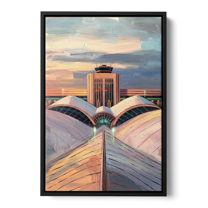 Denver International Terminal Front - Black Canvas Wall Art