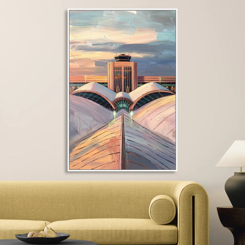 Denver International Terminal Sitting Room - White Canvas Wall Art