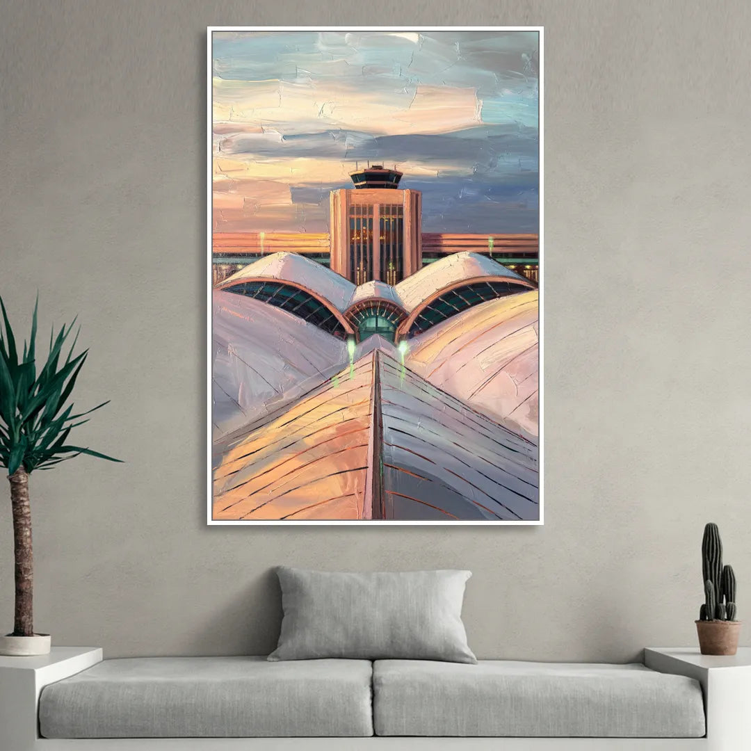 Denver International Terminal Living Room - White Canvas Wall Art