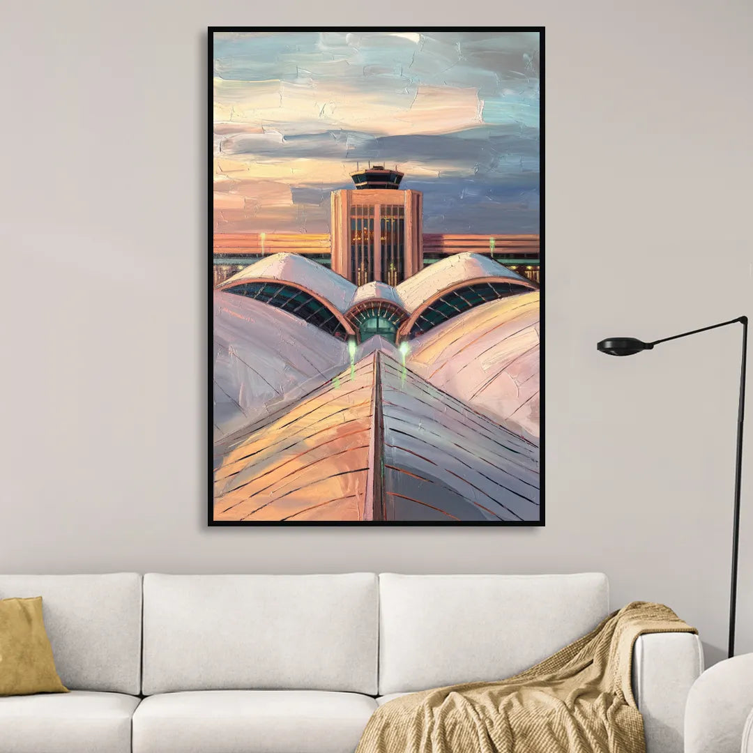 Denver International Terminal Living Room - Black Canvas Wall Art