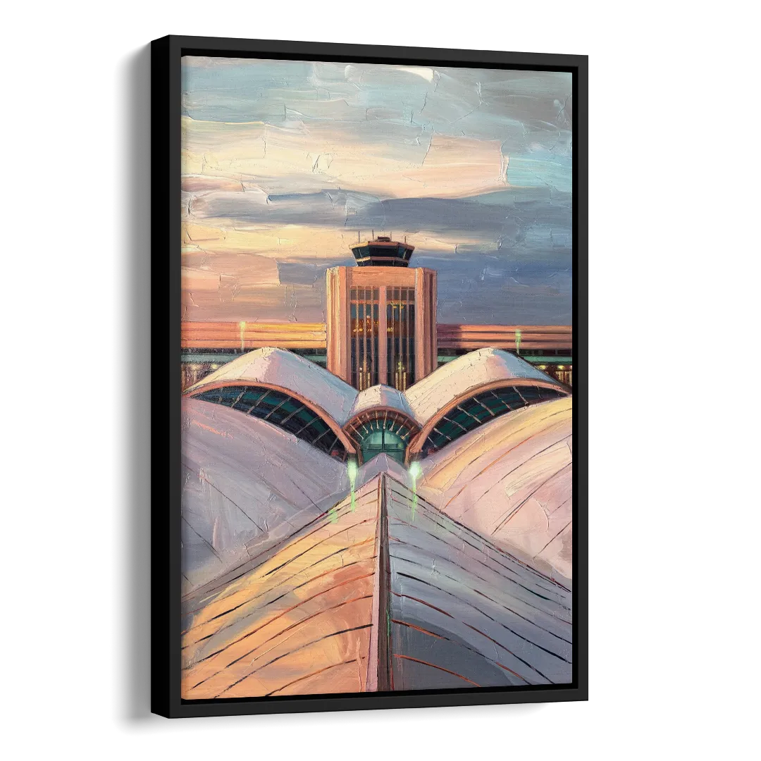 Denver International Terminal Side - Black Canvas Wall Art