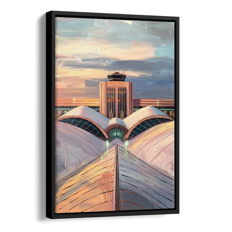 Denver International Terminal Side - Black Canvas Wall Art