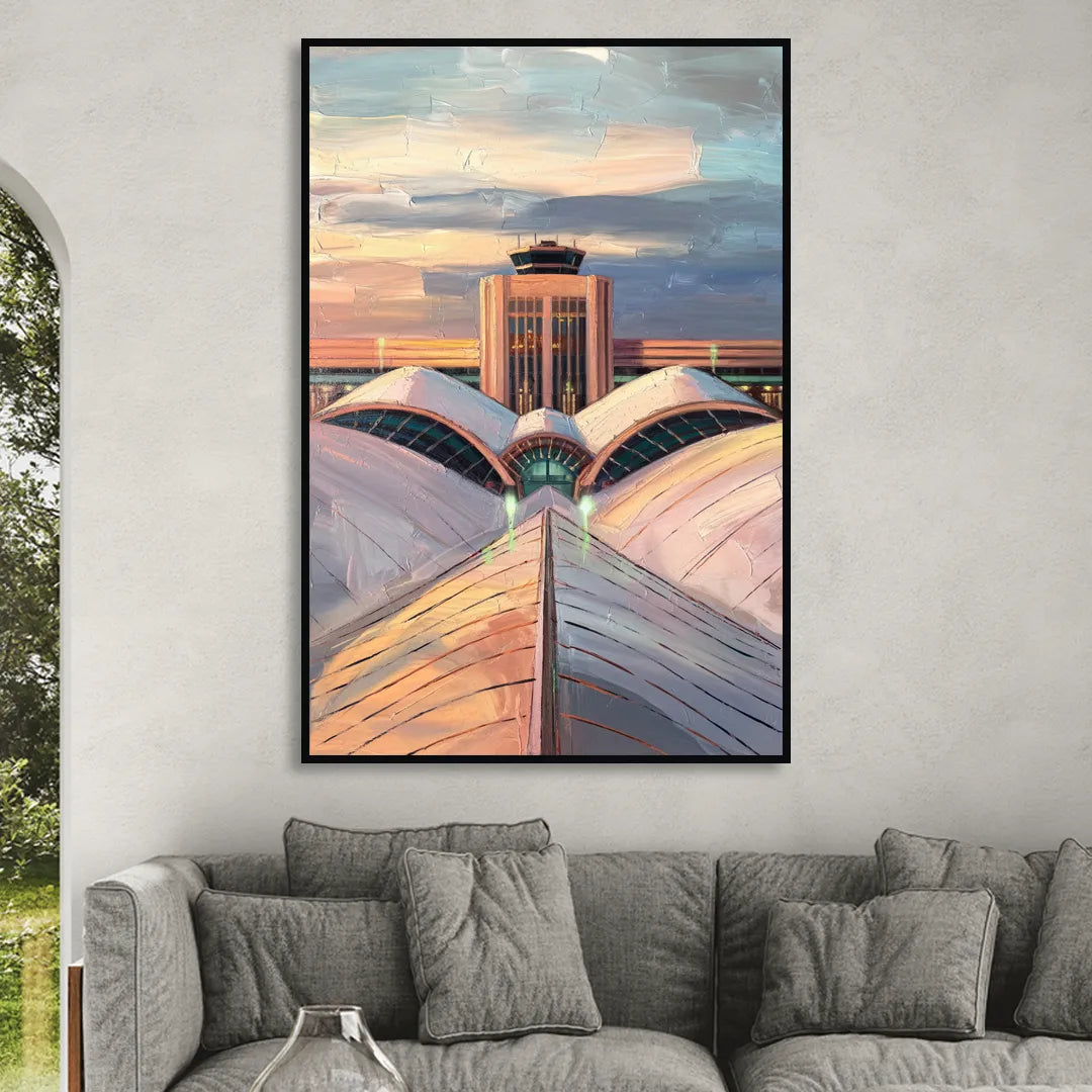 Denver International Terminal Sitting Room - Black Canvas Wall Art