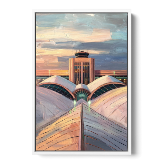 Denver International Terminal - White Framed Canvas Wall Art - Front