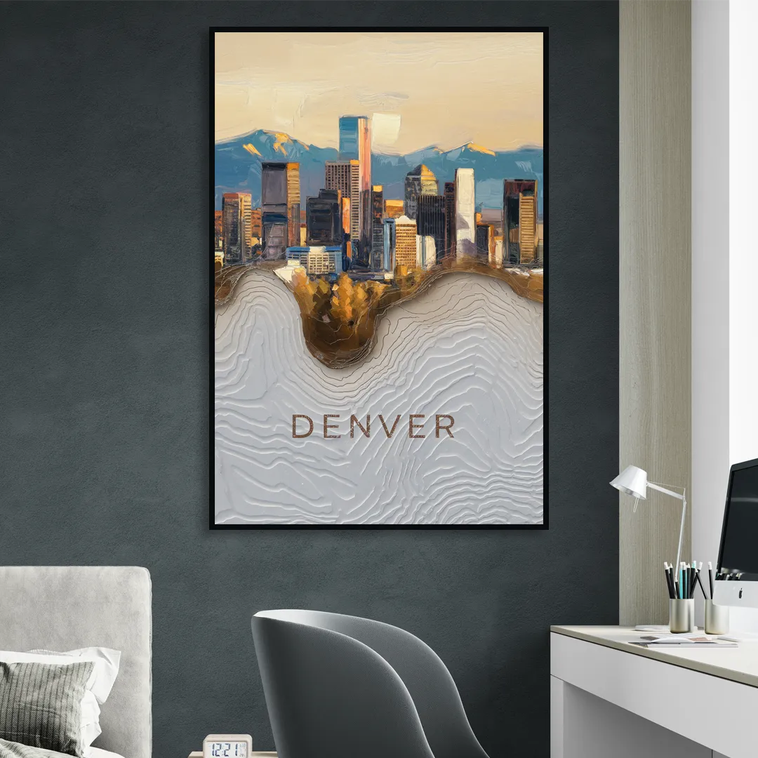 Denver Mile High Perspective Sitting Room - Black Canvas Wall Art