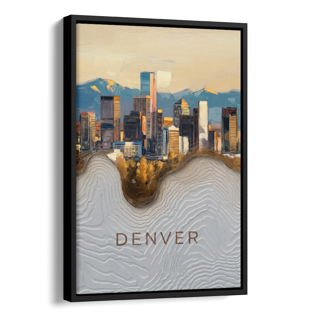 Denver Mile High Perspective Side - Black Canvas Wall Art