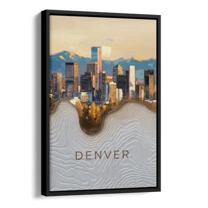 Denver Mile High Perspective Side - Black Canvas Wall Art