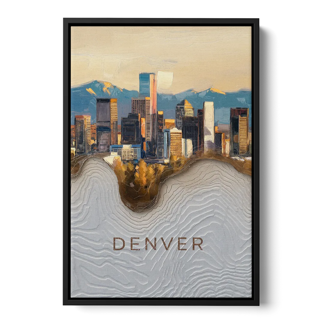 Denver Mile High Perspective Front - Black Canvas Wall Art