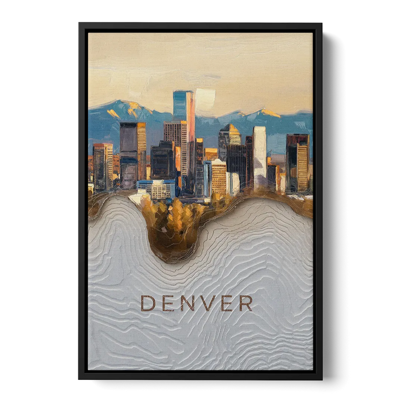 Denver Mile High Perspective Front - Black Canvas Wall Art