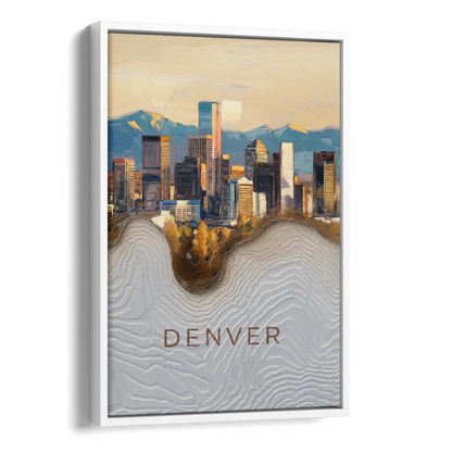 Denver Mile High Perspective Side - White Canvas Wall Art