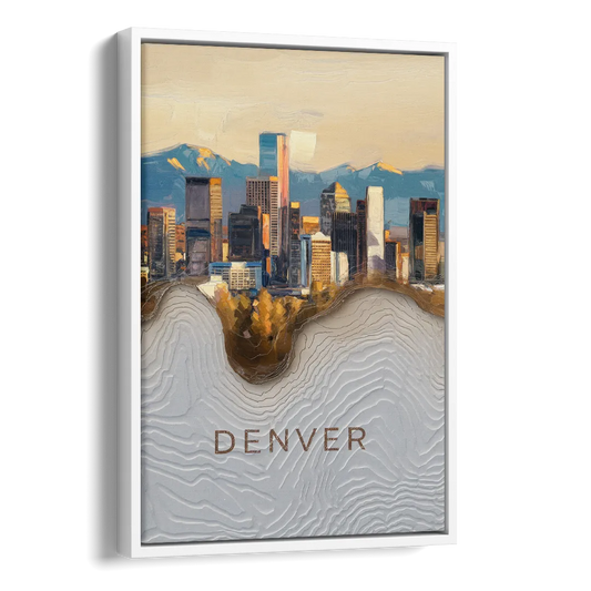 Denver Mile High Perspective Side - White Canvas Wall Art