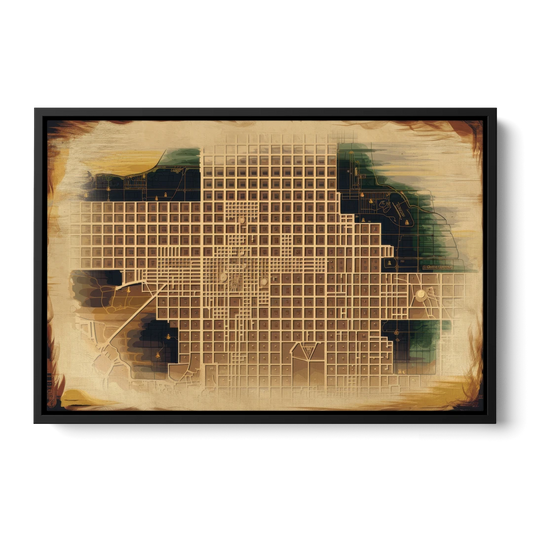 Denver Neighborhood Map - Black Framed Canvas Wall Art - Front