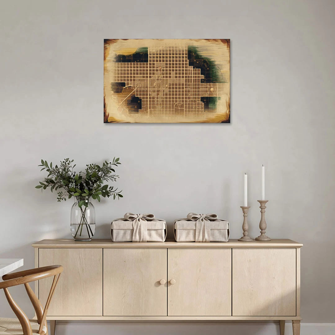 Denver Neighborhood Map - Canvas Wall Art - Coffee Table - 36x24