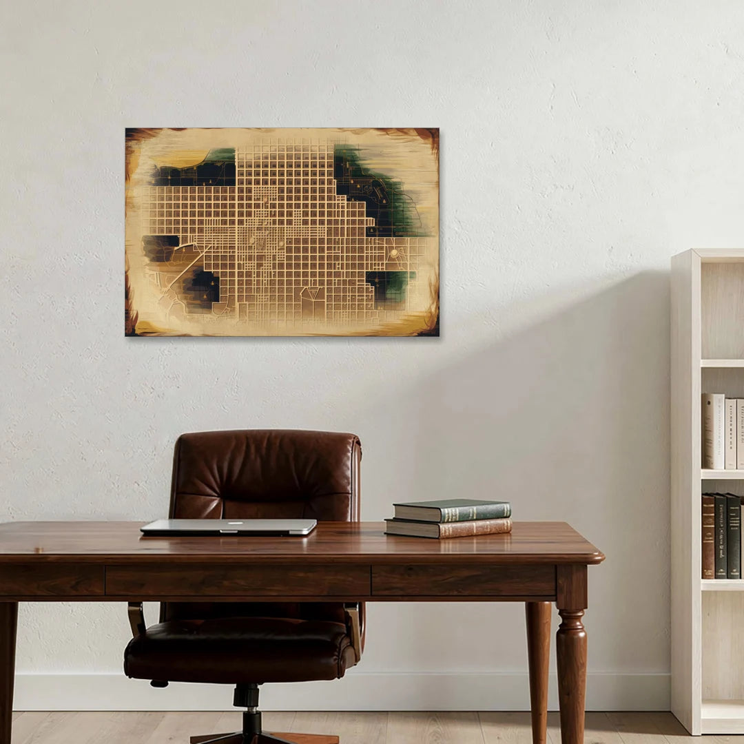 Denver Neighborhood Map - Canvas Wall Art - Office - 36x24