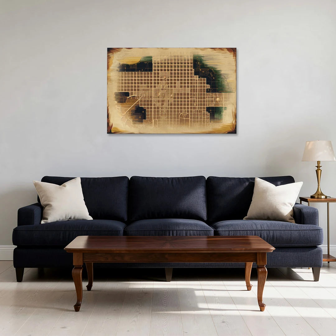 Denver Neighborhood Map - Canvas Wall Art - Sofa - 36x24