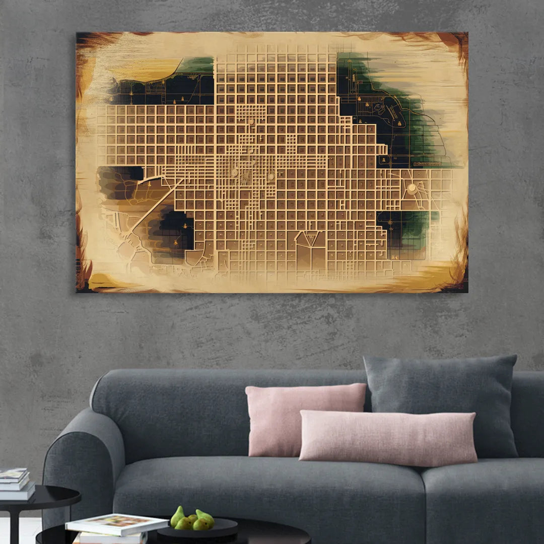 Denver Neighborhood Map Living Room - Canvas Wall Art