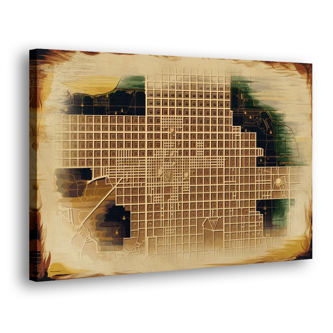 Denver Neighborhood Map Side - Canvas Wall Art