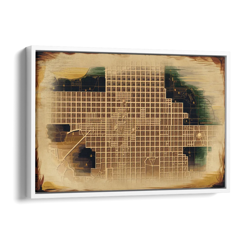 Denver Neighborhood Map Side - White Canvas Wall Art