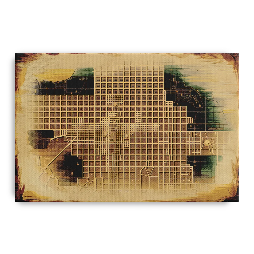 Denver Neighborhood Map Front - Canvas Wall Art