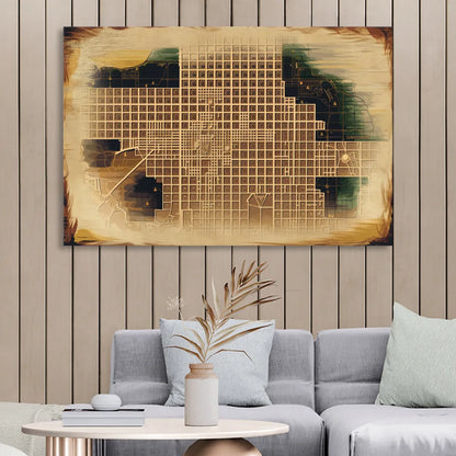Denver Neighborhood Map Sitting Room - Canvas Wall Art