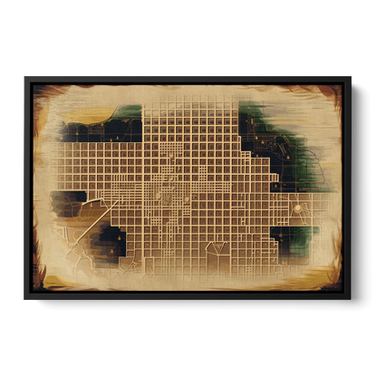 Denver Neighborhood Map Front - Black Canvas Wall Art