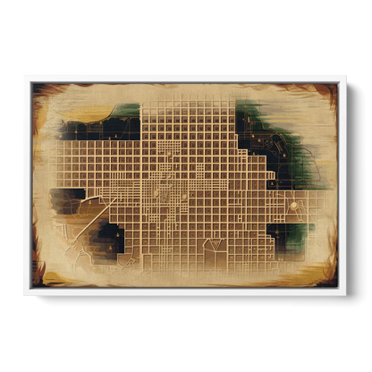 Denver Neighborhood Map Front - White Canvas Wall Art