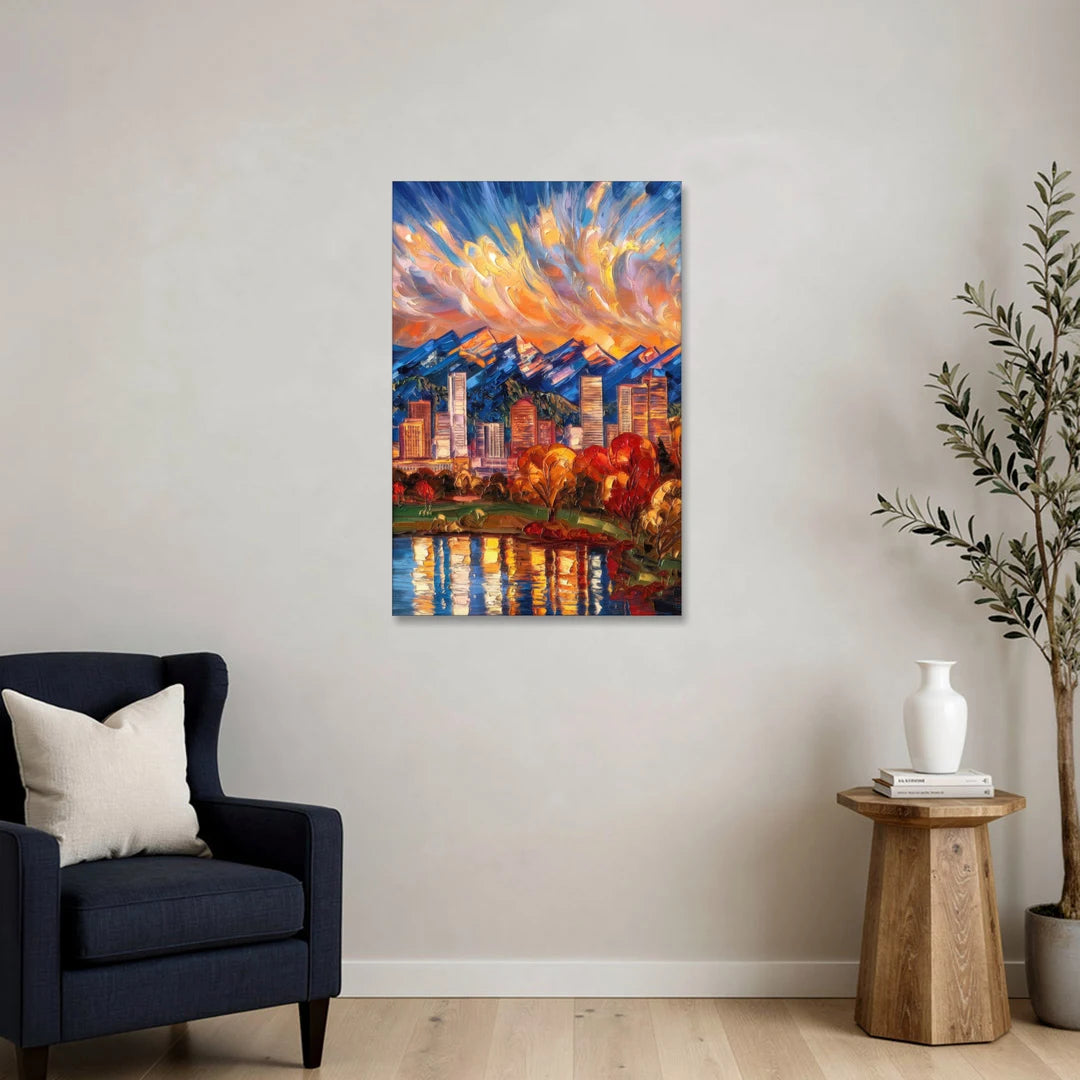 Denver Nuggets Team Spirit - Canvas Wall Art - Sofa - 24x36