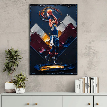 Denver Nuggets Team Spirit Living Room - Black Canvas Wall Art