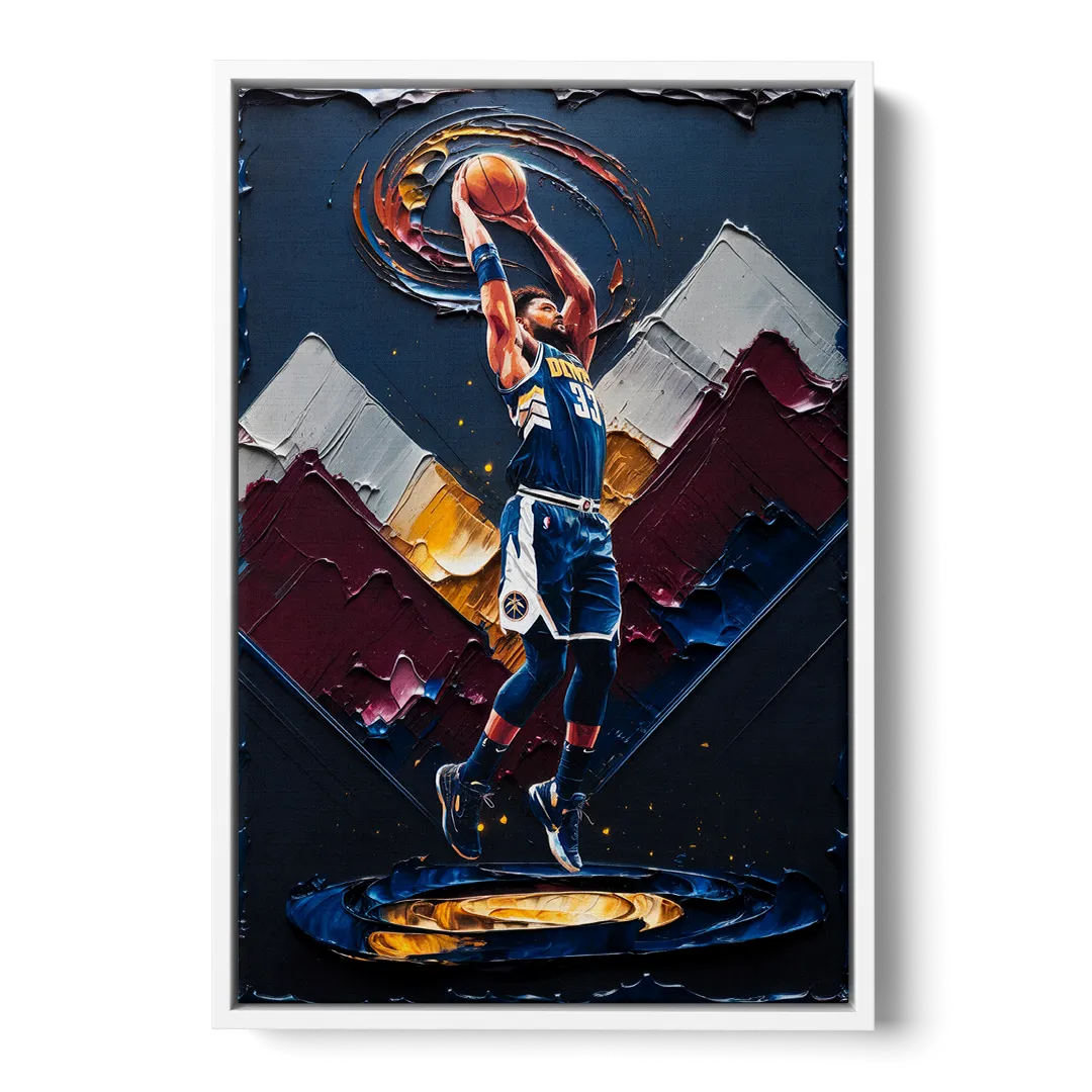 Denver Nuggets Team Spirit Front - White Canvas Wall Art