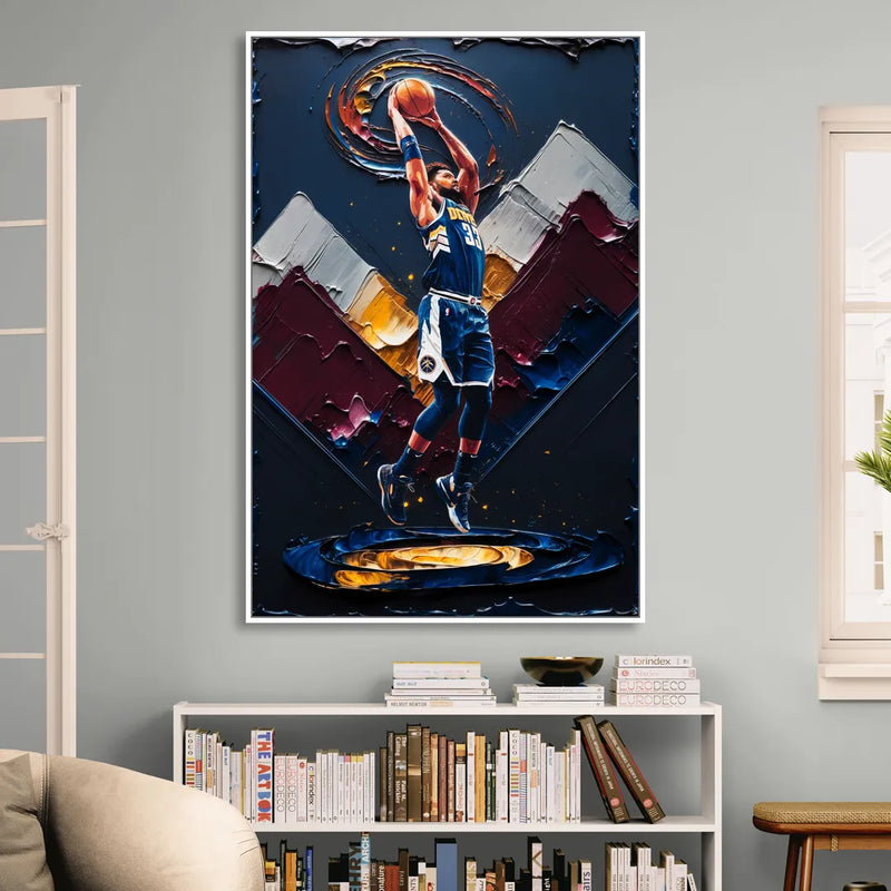 Denver Nuggets Team Spirit Living Room - White Canvas Wall Art