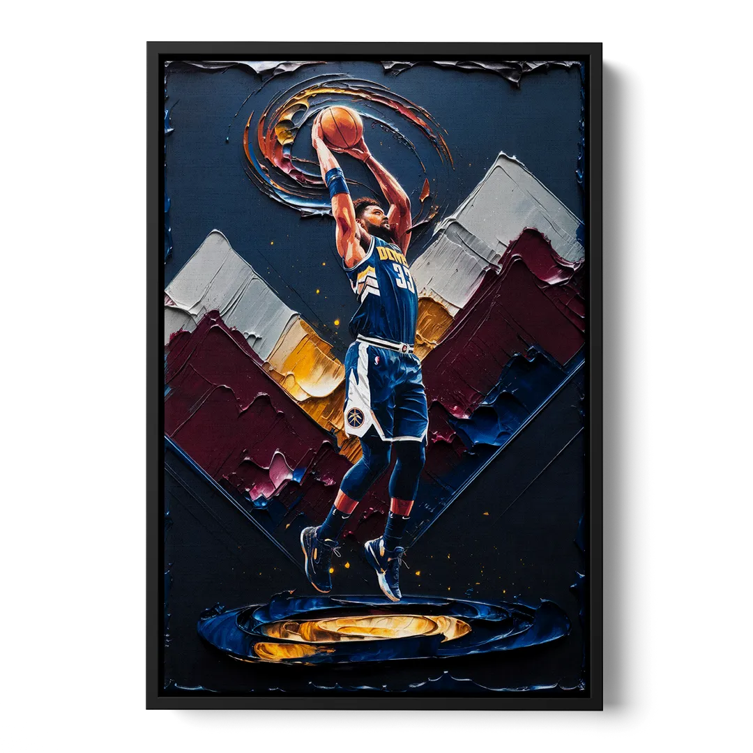 Denver Nuggets Team Spirit Front - Black Canvas Wall Art