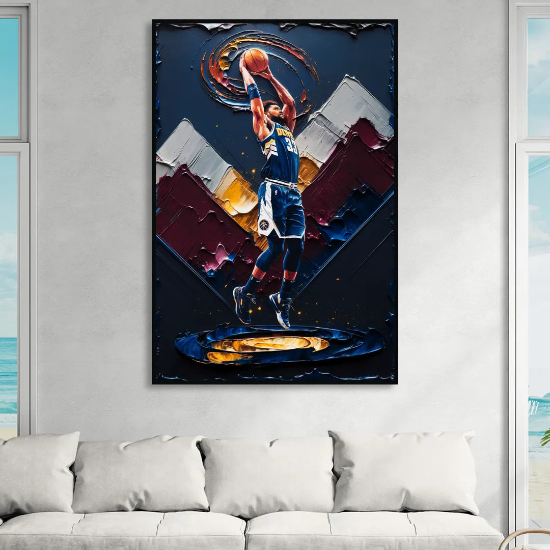 Denver Nuggets Team Spirit Sitting Room - Black Canvas Wall Art