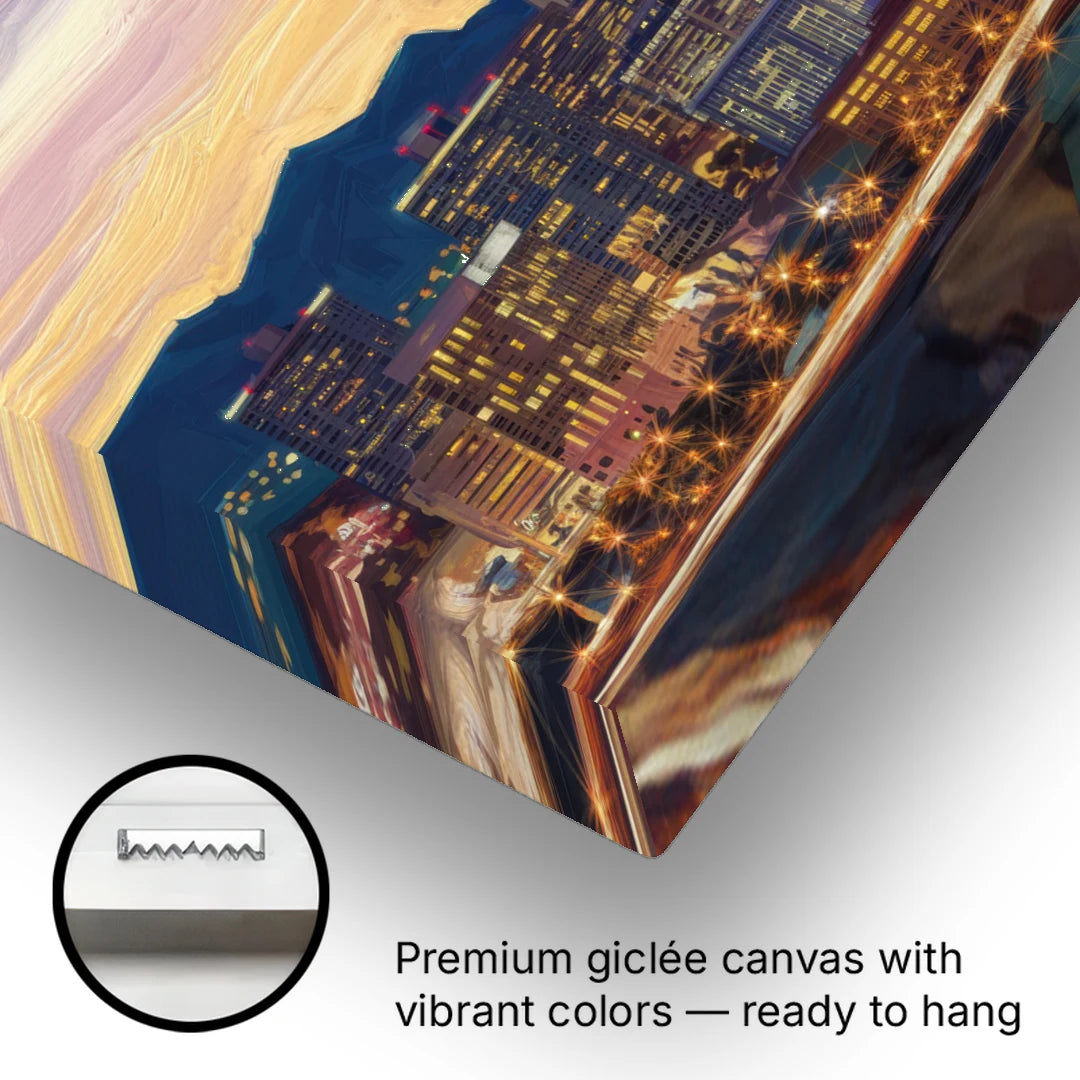 Denver Skyline At Dusk - Canvas Wall Art - Gallery Wrap Corner