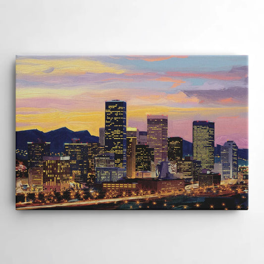 Denver Skyline At Dusk - Canvas Wall Art