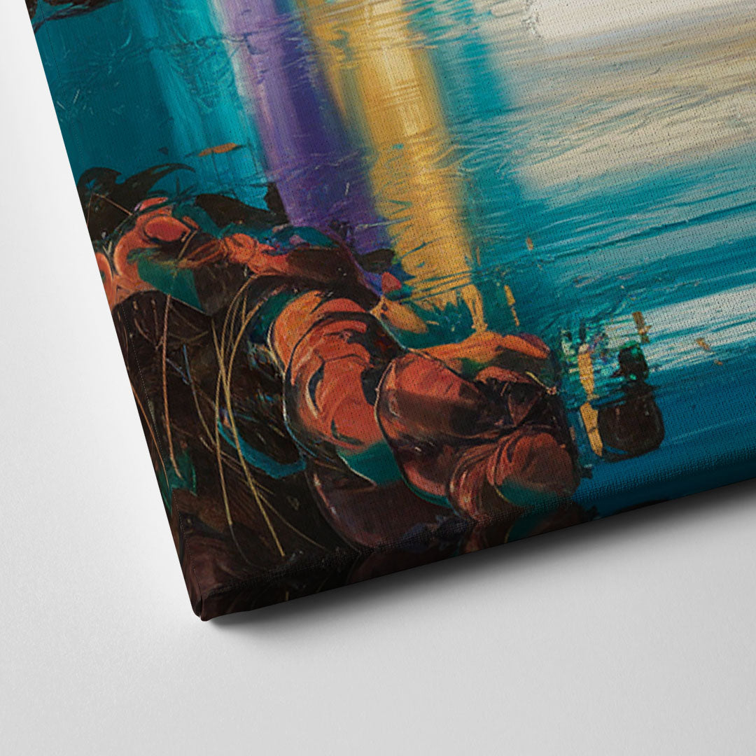Denver Skyline Reflection Canvas Close Up
