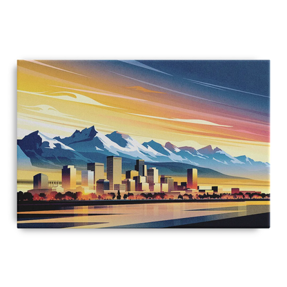 Denver Sunset Over Rockies Front - Canvas Wall Art