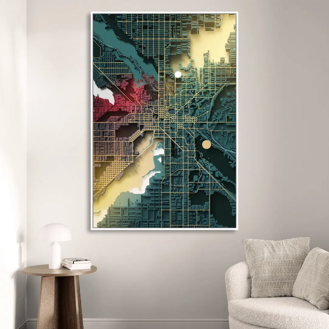 Denver Urban Street Vibes Living Room - White Canvas Wall Art