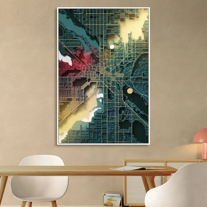 Denver Urban Street Vibes Sitting Room - White Canvas Wall Art
