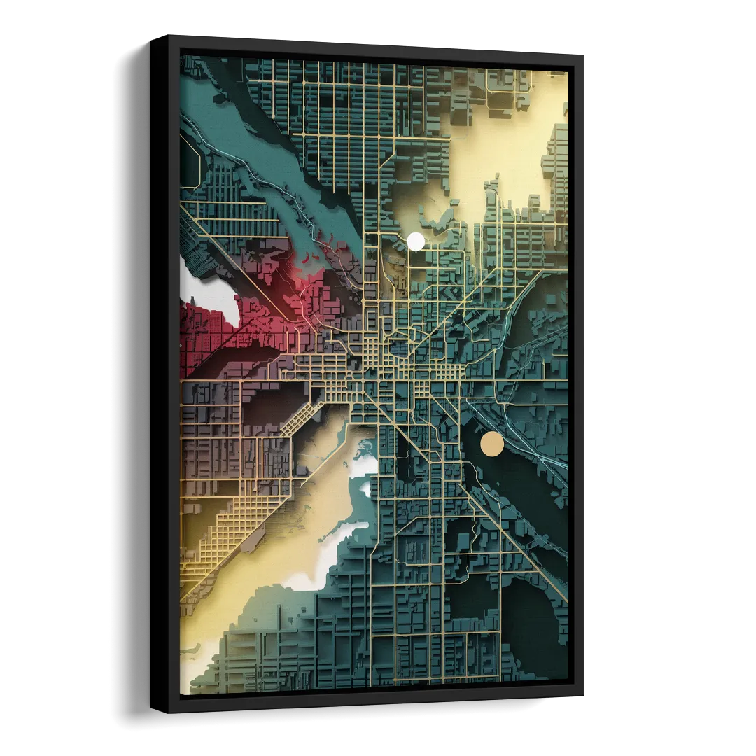 Denver Urban Street Vibes Side - Black Canvas Wall Art