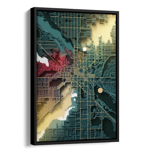 Denver Urban Street Vibes Side - Black Canvas Wall Art