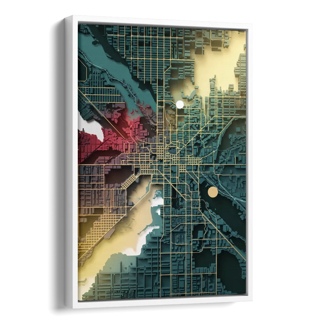 Denver Urban Street Vibes Side - White Canvas Wall Art