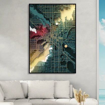 Denver Urban Street Vibes Sitting Room - Black Canvas Wall Art