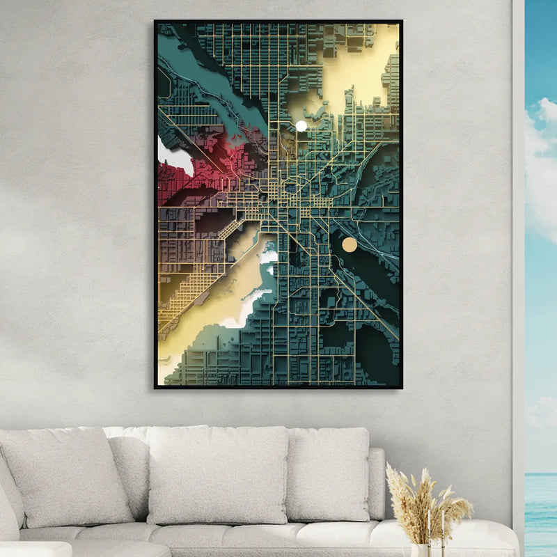 Denver Urban Street Vibes Sitting Room - Black Canvas Wall Art