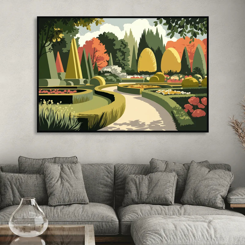Des Moines Arboretum Views Living Room - Black Canvas Wall Art