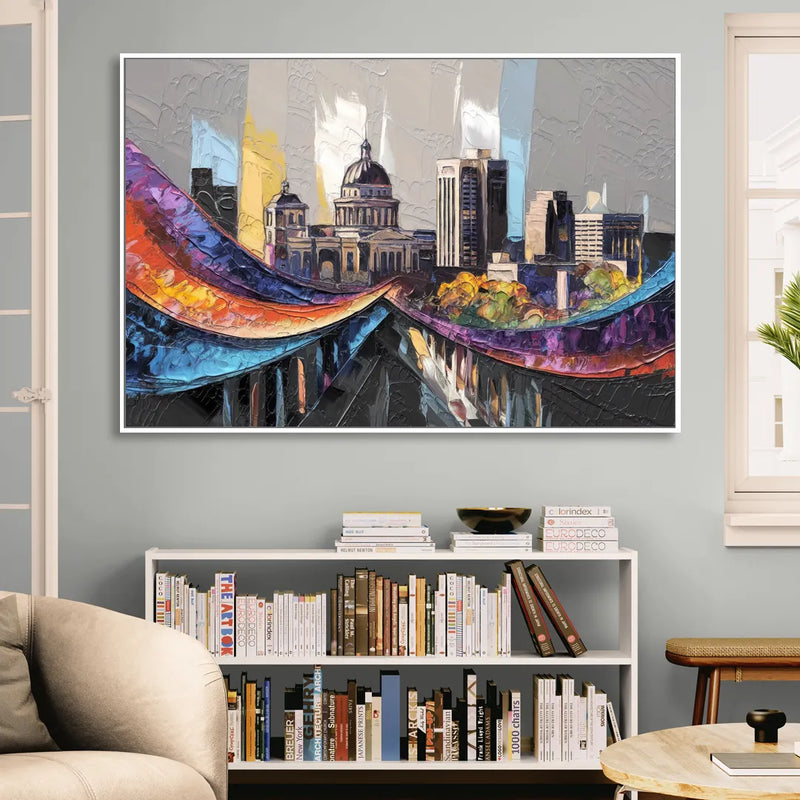 Des Moines Historic Landmarks Sitting Room - White Canvas Wall Art