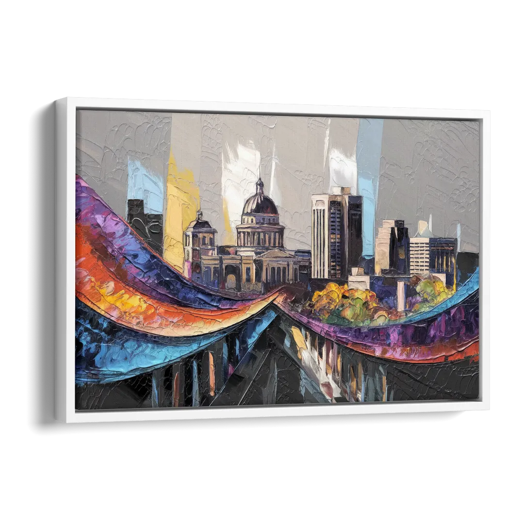 Des Moines Historic Landmarks Side - White Canvas Wall Art