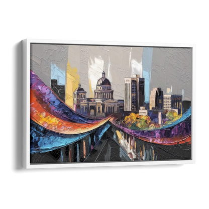 Des Moines Historic Landmarks Side - White Canvas Wall Art