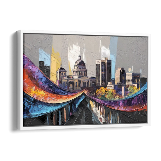 Des Moines Historic Landmarks Side - White Canvas Wall Art