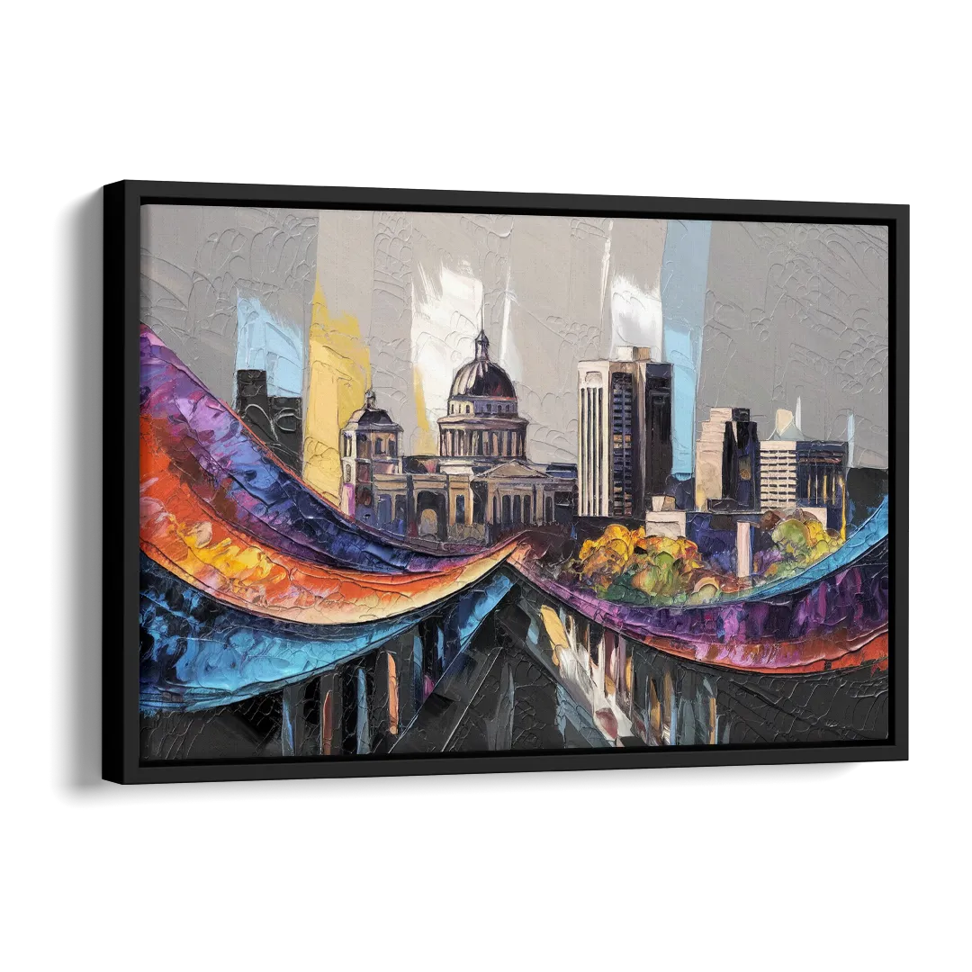 Des Moines Historic Landmarks Side - Black Canvas Wall Art